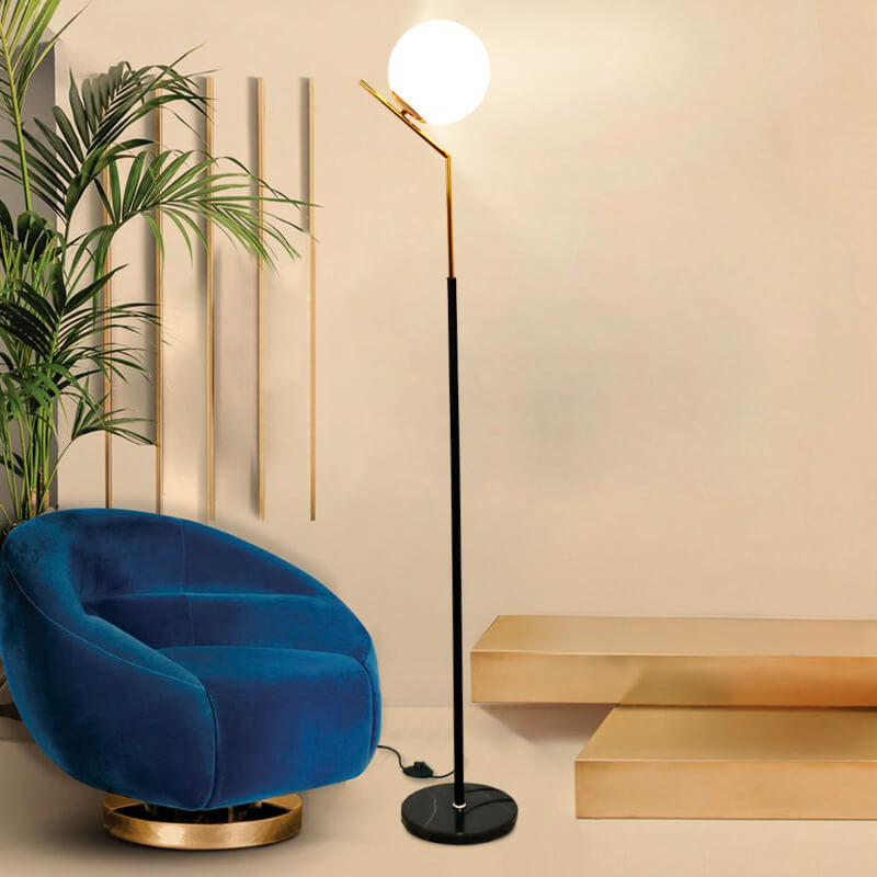 Modern Globe Floor Lamp – Forged Iron & Glass Standing Light