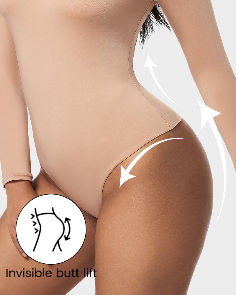 Seamless Sculpt Long Sleeve Scoop Neck Thong Bodysuit