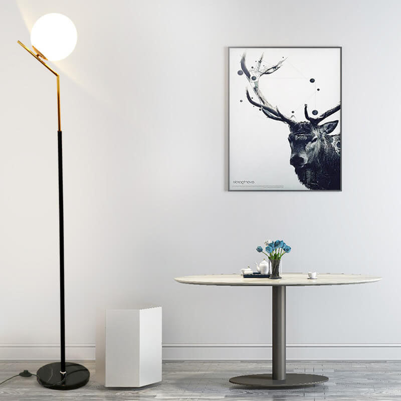 Modern Globe Floor Lamp – Forged Iron & Glass Standing Light