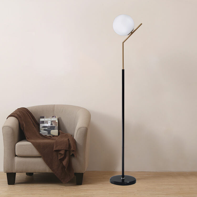 Modern Globe Floor Lamp – Forged Iron & Glass Standing Light