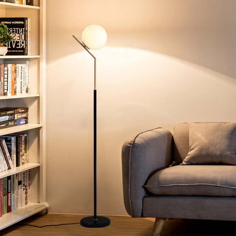 Modern Globe Floor Lamp – Forged Iron & Glass Standing Light