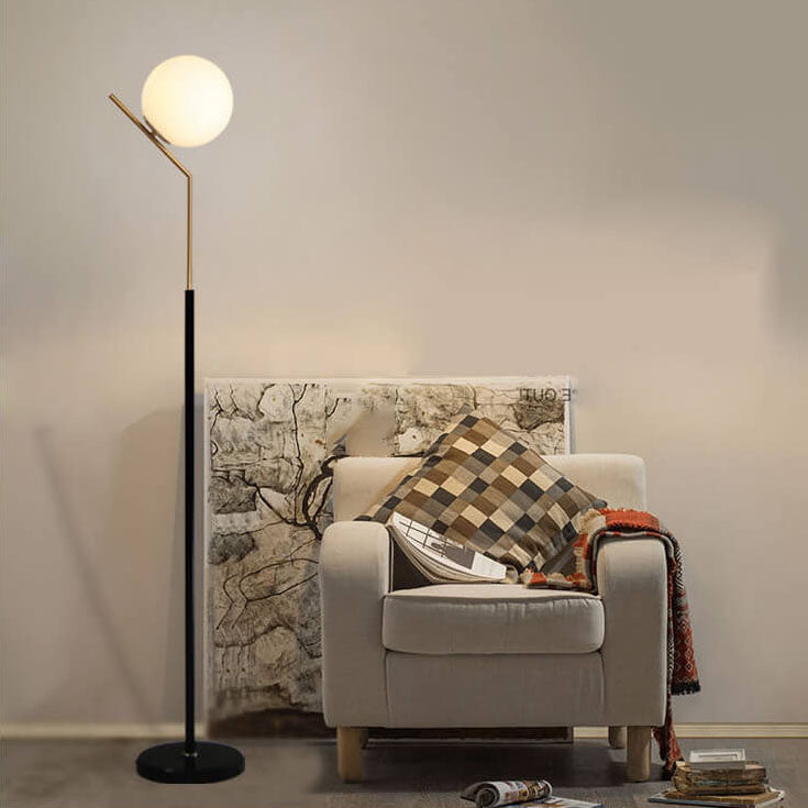 Modern Globe Floor Lamp – Forged Iron & Glass Standing Light