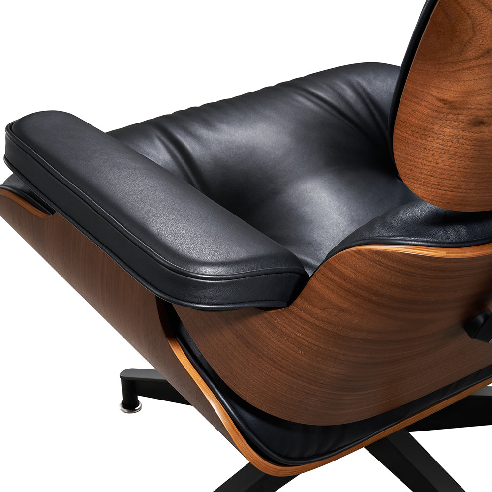 Tall Lounge Chair and Ottoman – Modern Walnut & Leather Comfort