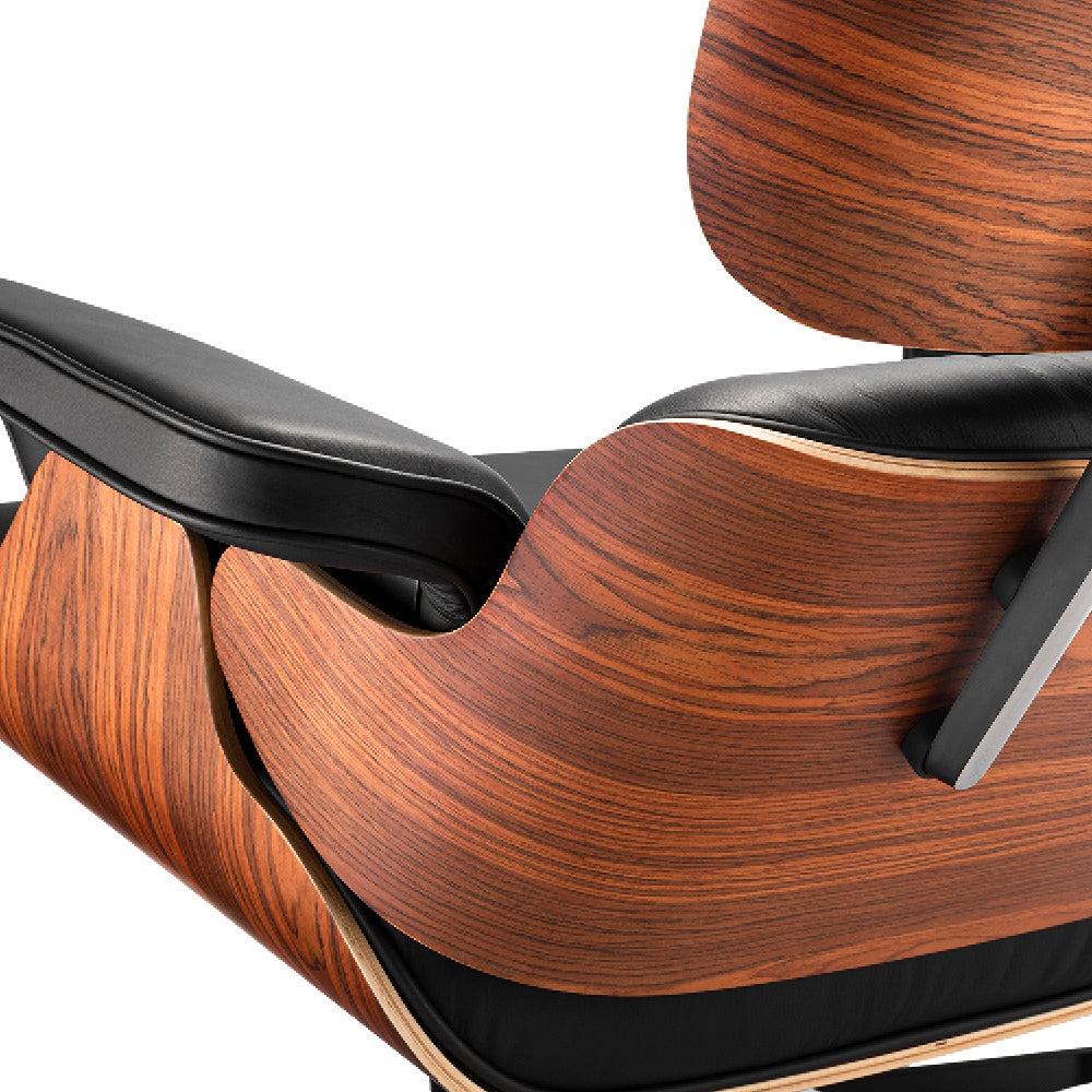 Tall Lounge Chair and Ottoman – Modern Walnut & Leather Comfort