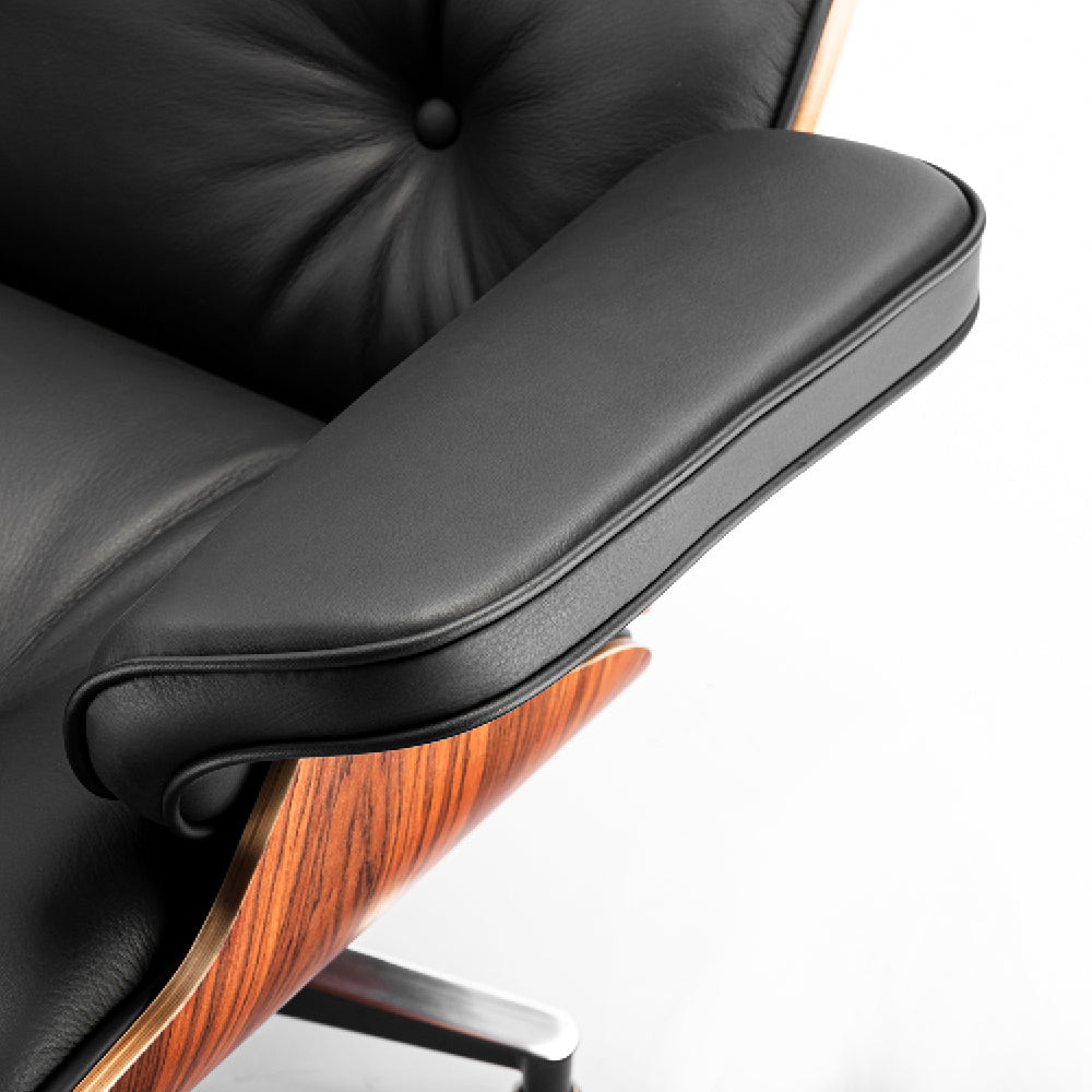 Tall Lounge Chair and Ottoman – Modern Walnut & Leather Comfort