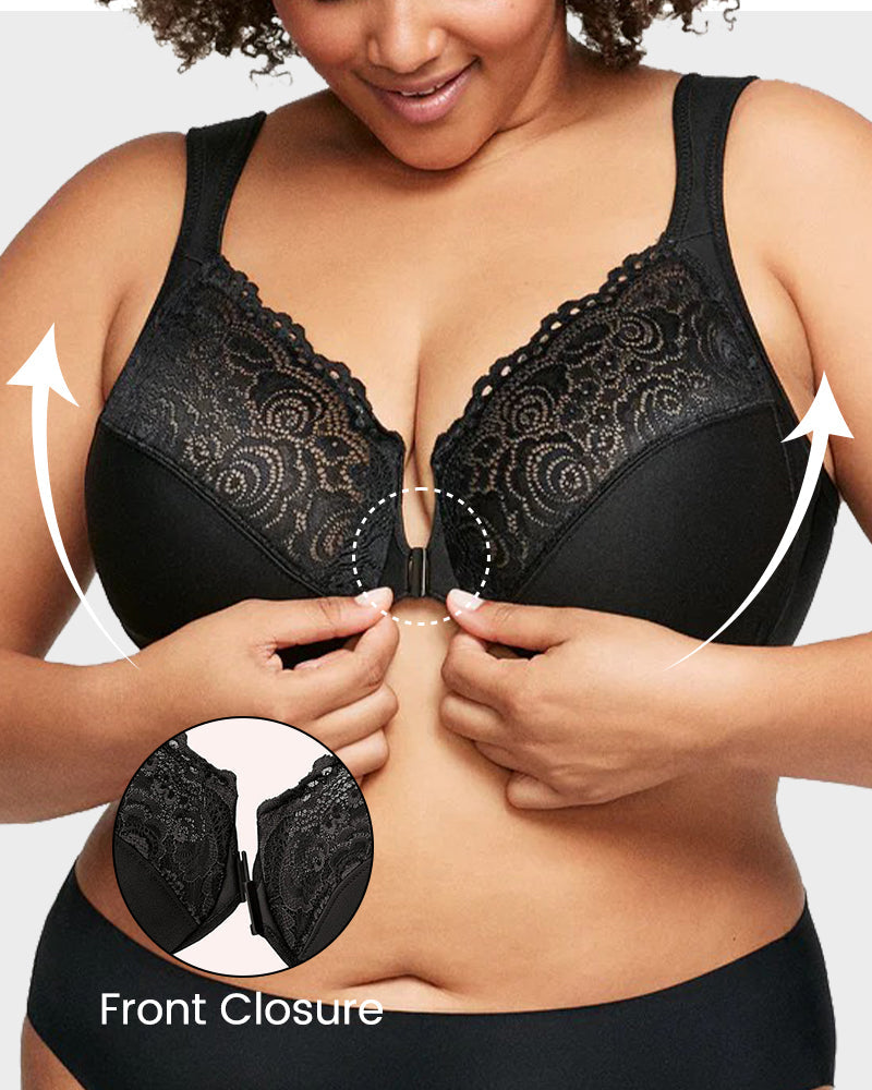 Front Closure Underwire Print Bra