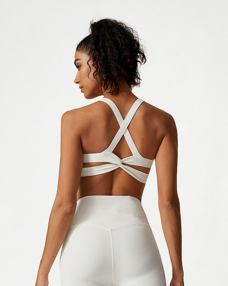 Comfort Ribbed Support Activewear Set (Sports Bra + Flare Pants + Sweatshirt)