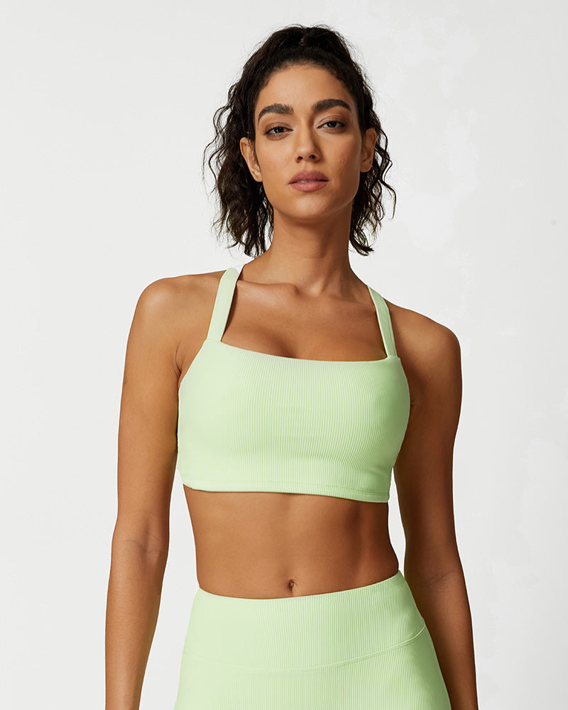 Comfort Ribbed Support Activewear Set (Sports Bra + Flare Pants + Sweatshirt)