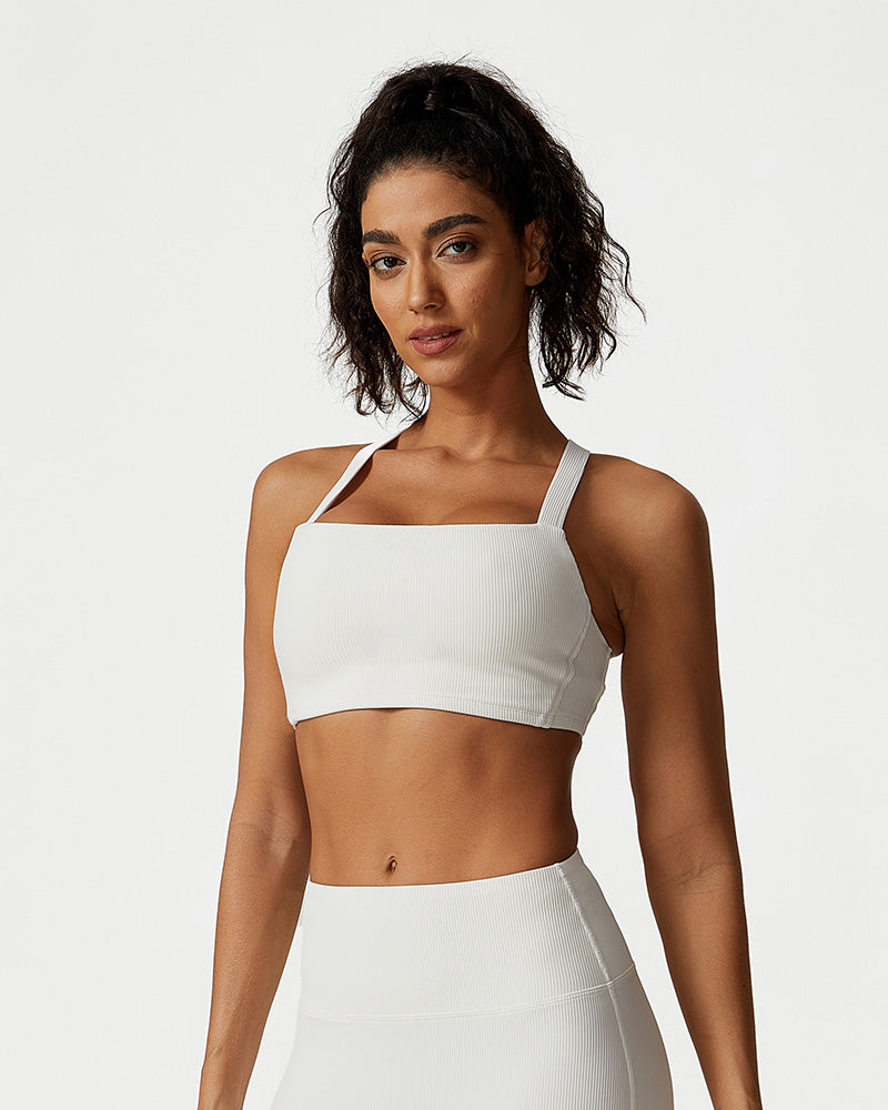Comfort Ribbed Support Activewear Set (Sports Bra + Flare Pants + Sweatshirt)