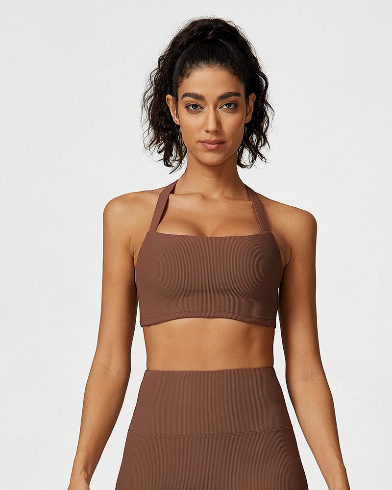 Comfort Ribbed Support Activewear Set (Sports Bra + Flare Pants + Sweatshirt)
