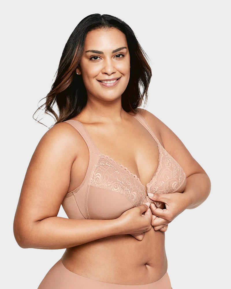 Front Closure Underwire Print Bra