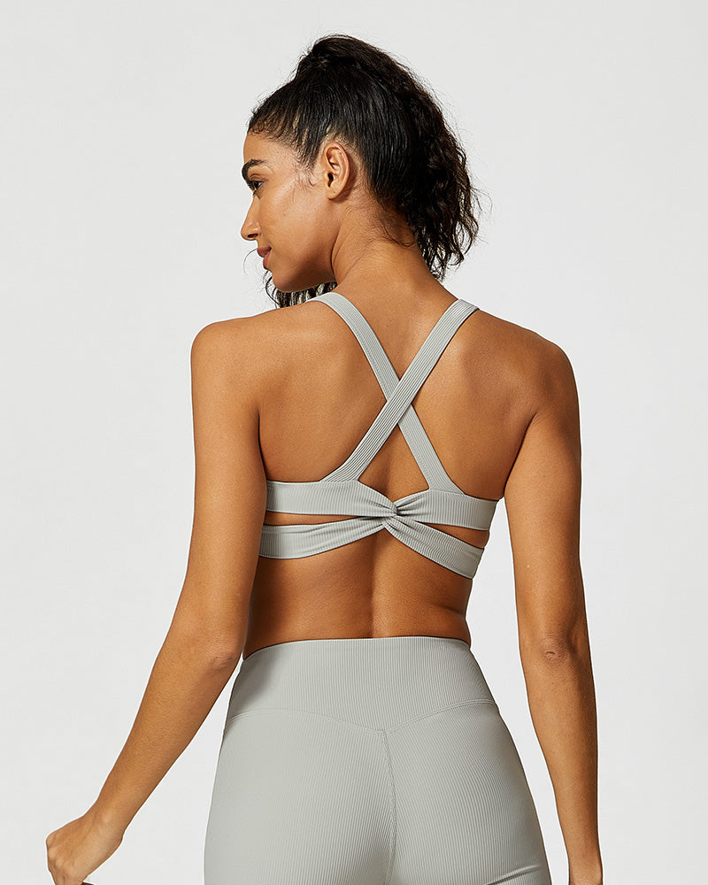Comfort Ribbed Support Activewear Set (Sports Bra + Flare Pants + Sweatshirt)