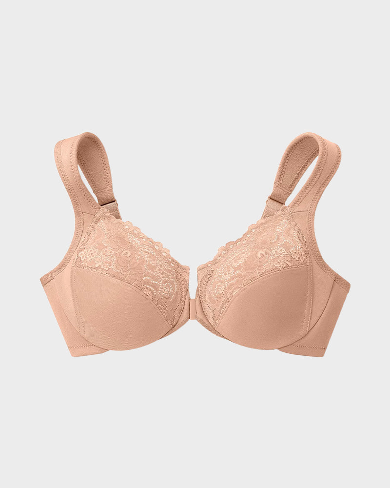 Front Closure Underwire Print Bra