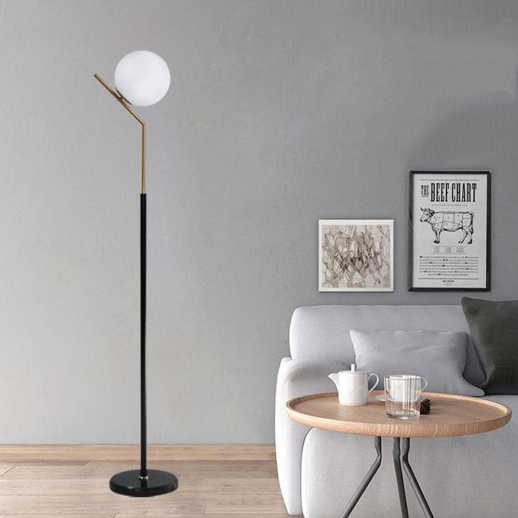Modern Globe Floor Lamp – Forged Iron & Glass Standing Light