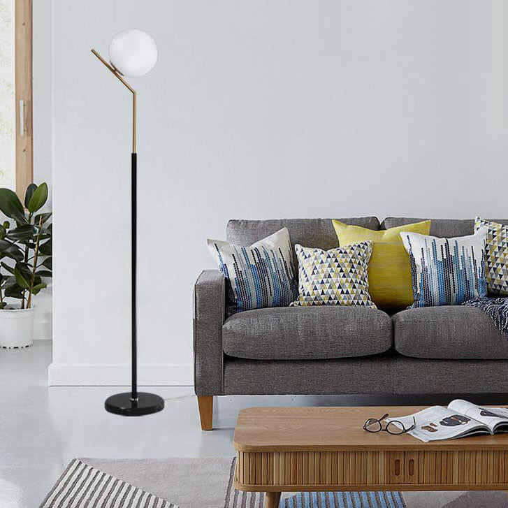 Modern Globe Floor Lamp – Forged Iron & Glass Standing Light