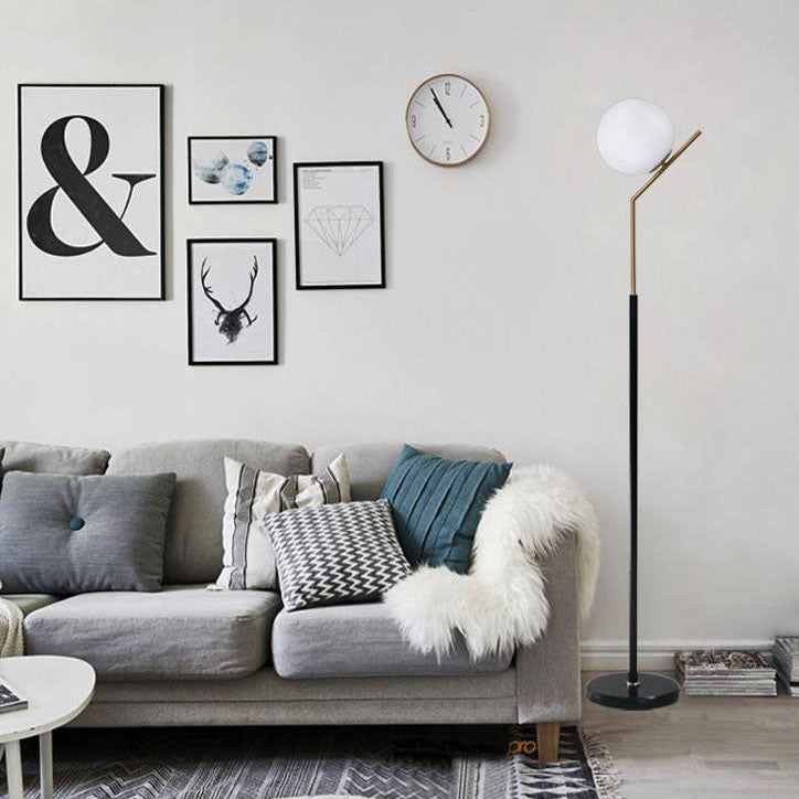 Modern Globe Floor Lamp – Forged Iron & Glass Standing Light