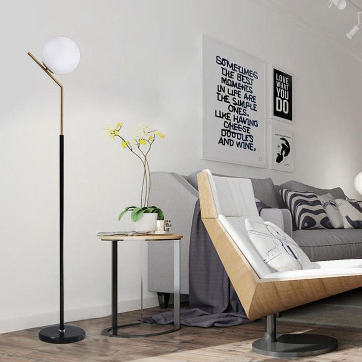Modern Globe Floor Lamp – Forged Iron & Glass Standing Light