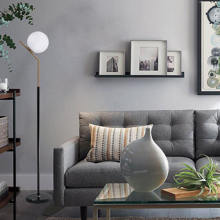 Modern Globe Floor Lamp – Forged Iron & Glass Standing Light