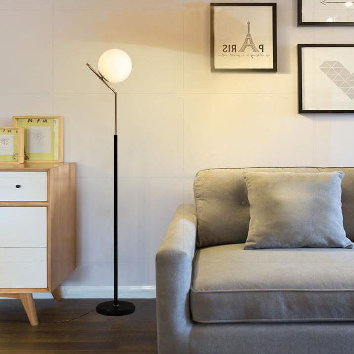 Modern Globe Floor Lamp – Forged Iron & Glass Standing Light