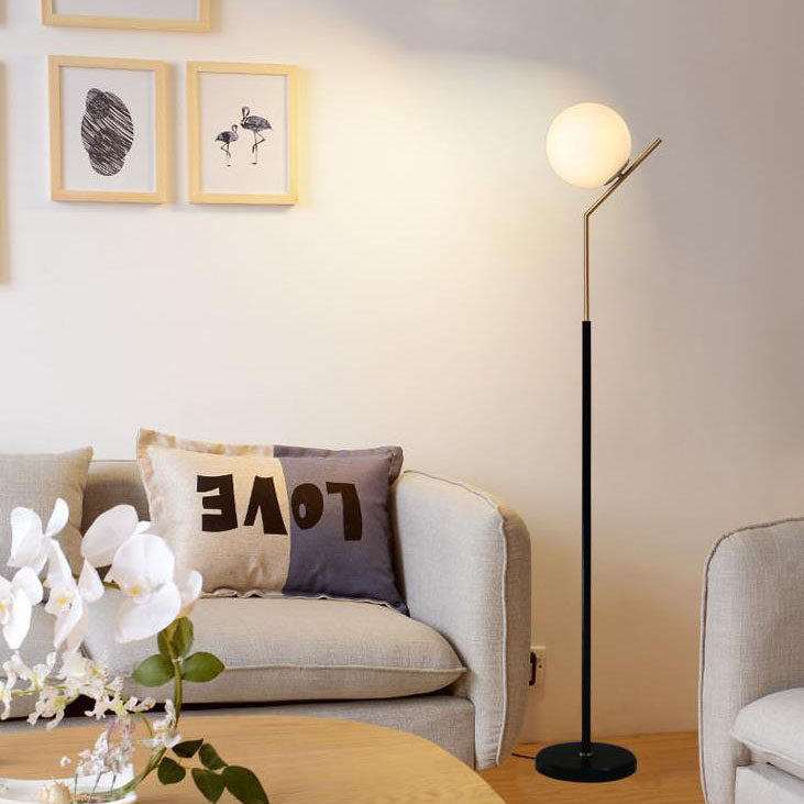 Modern Globe Floor Lamp – Forged Iron & Glass Standing Light