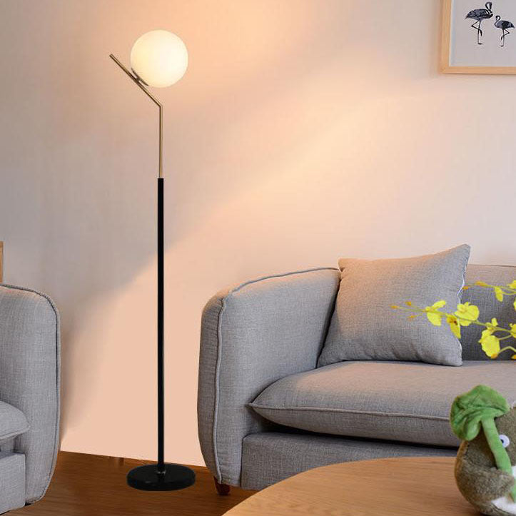 Modern Globe Floor Lamp – Forged Iron & Glass Standing Light