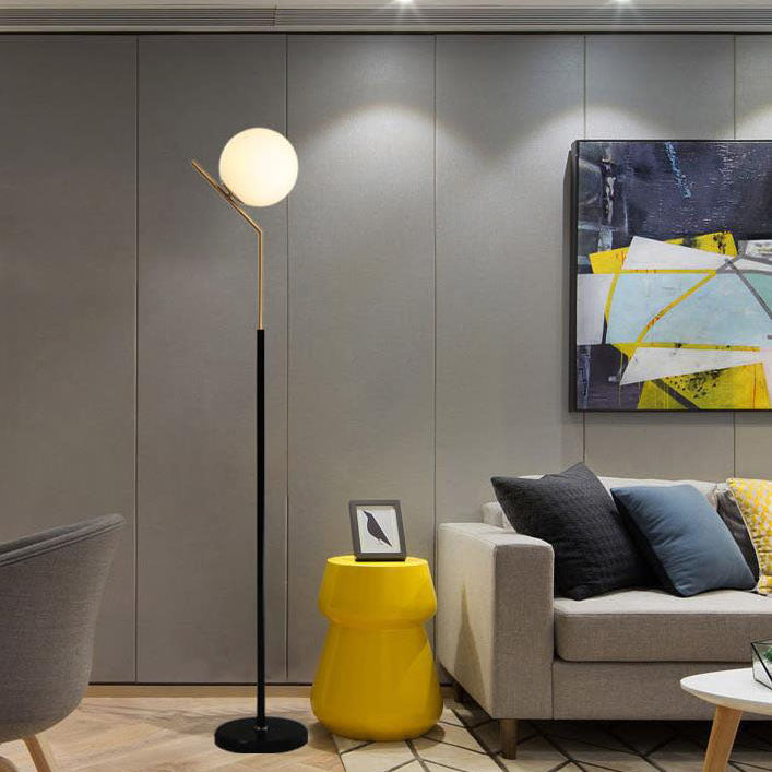 Modern Globe Floor Lamp – Forged Iron & Glass Standing Light