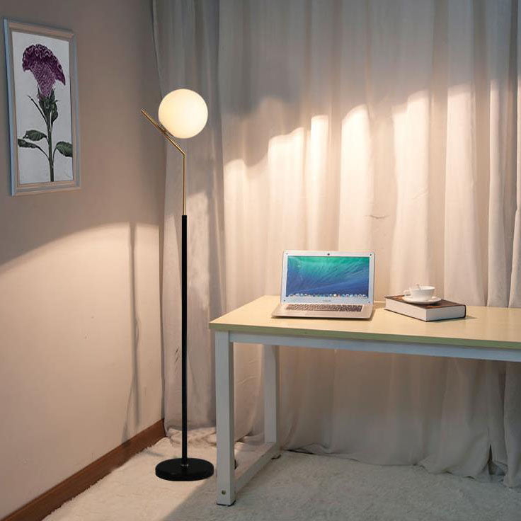 Modern Globe Floor Lamp – Forged Iron & Glass Standing Light