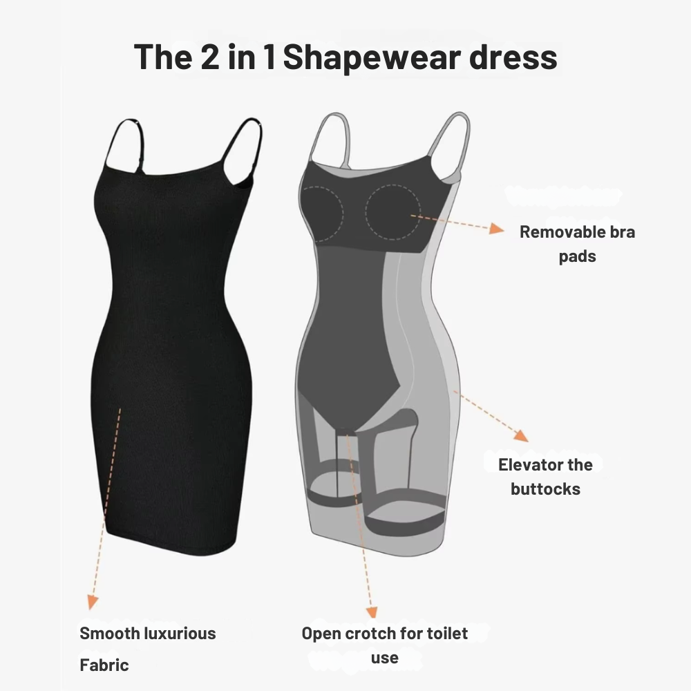 2-in-1 Midi Dress – Built-in Shapewear Corset