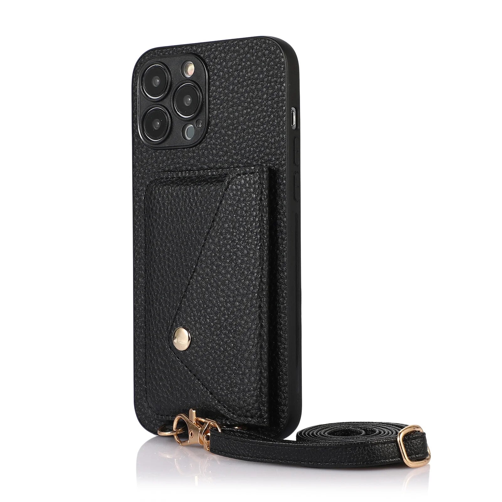 High-Quality Crossbody Wallet Leather iPhone Case with Card Holder and Wallet Function