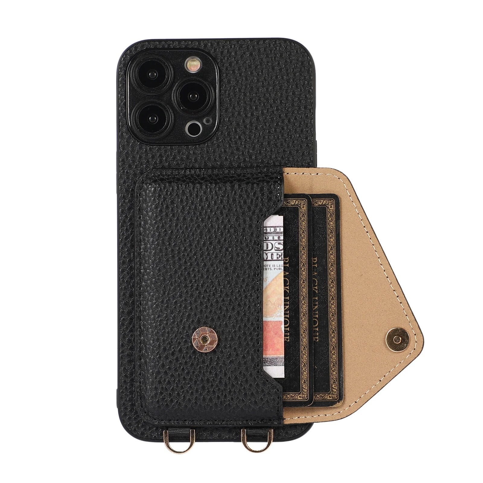High-Quality Crossbody Wallet Leather iPhone Case with Card Holder and Wallet Function