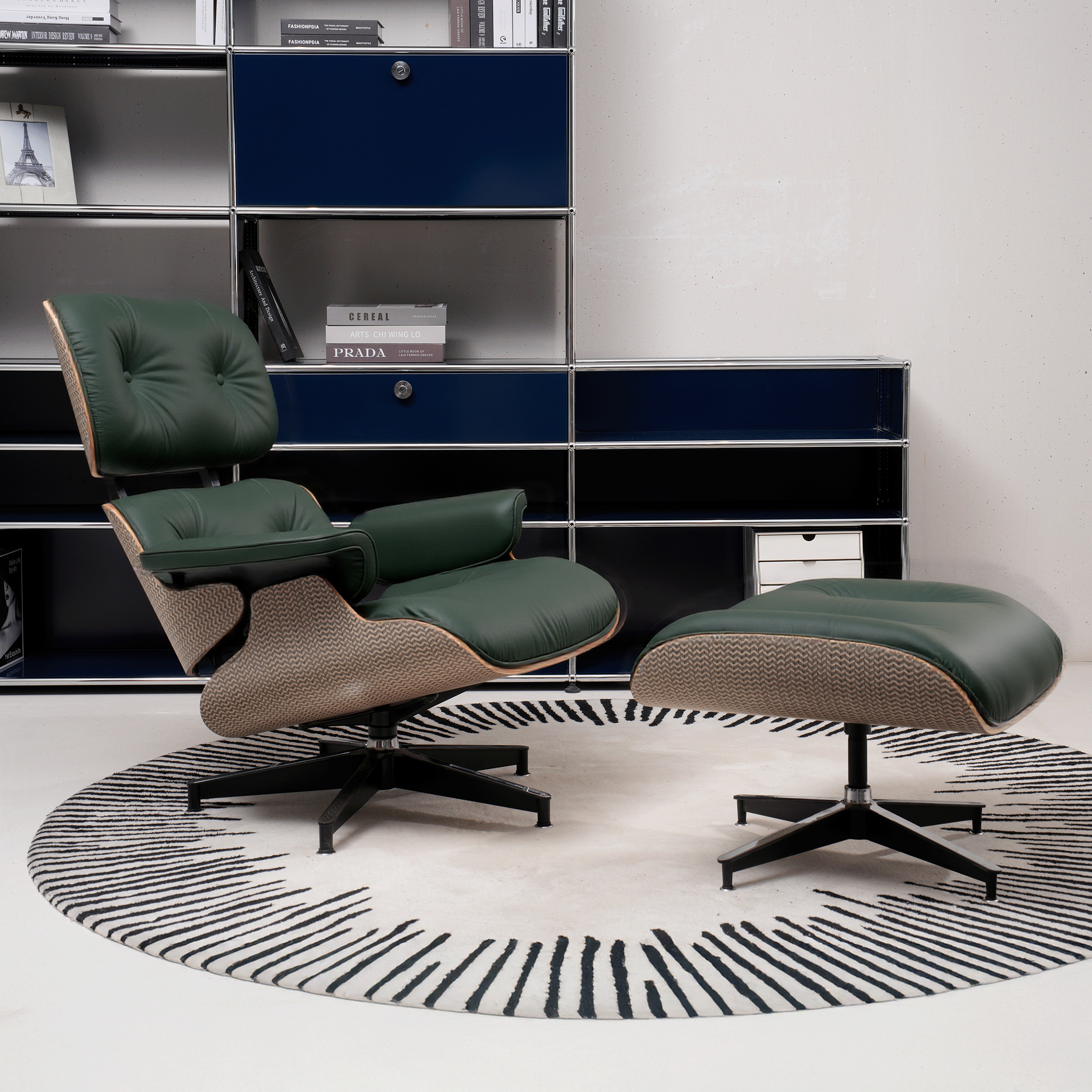 Retro Lounge Chair – Deep Forest Green Leather