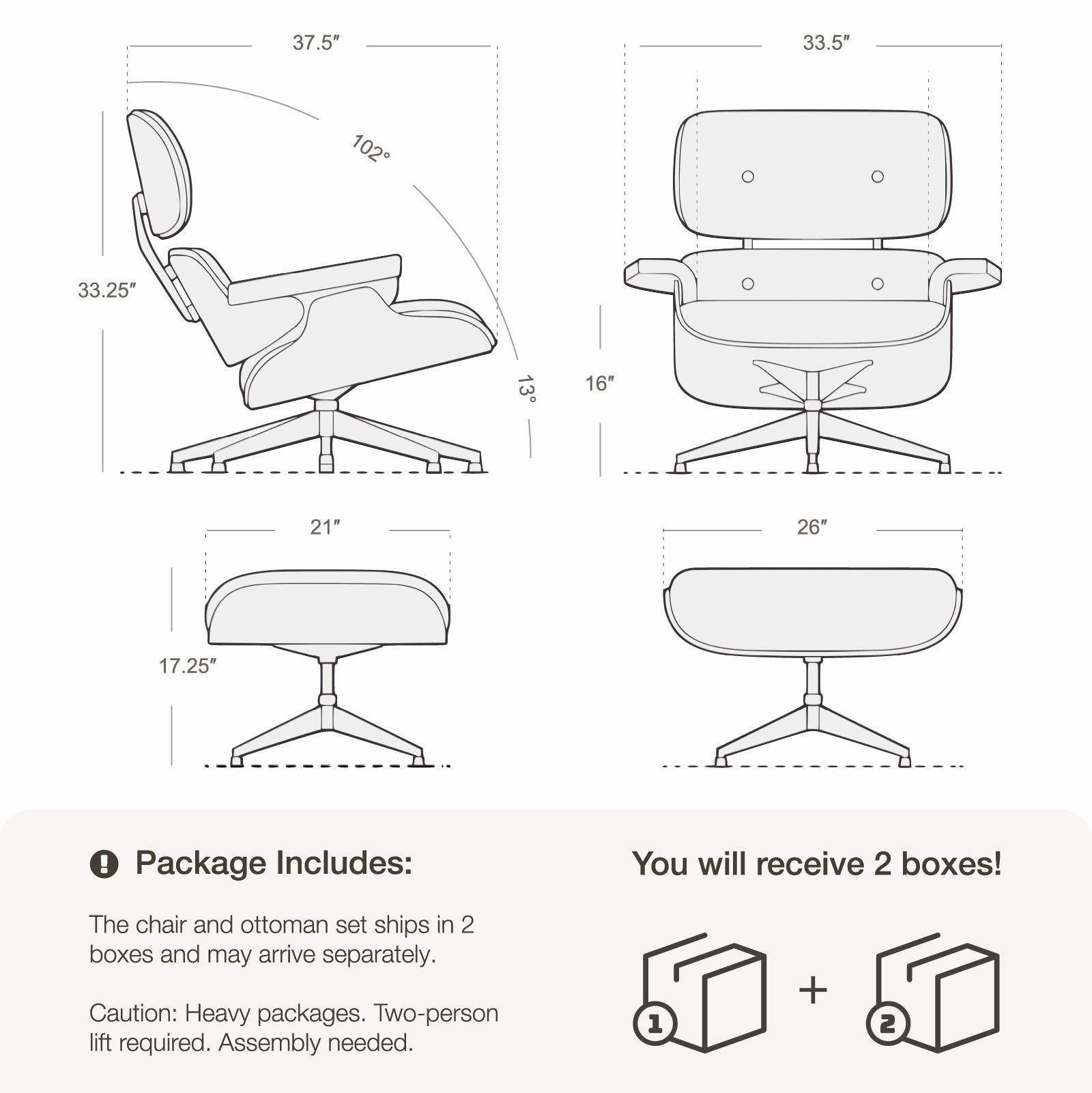 Lounge Chair & Ottoman – Tall Edition