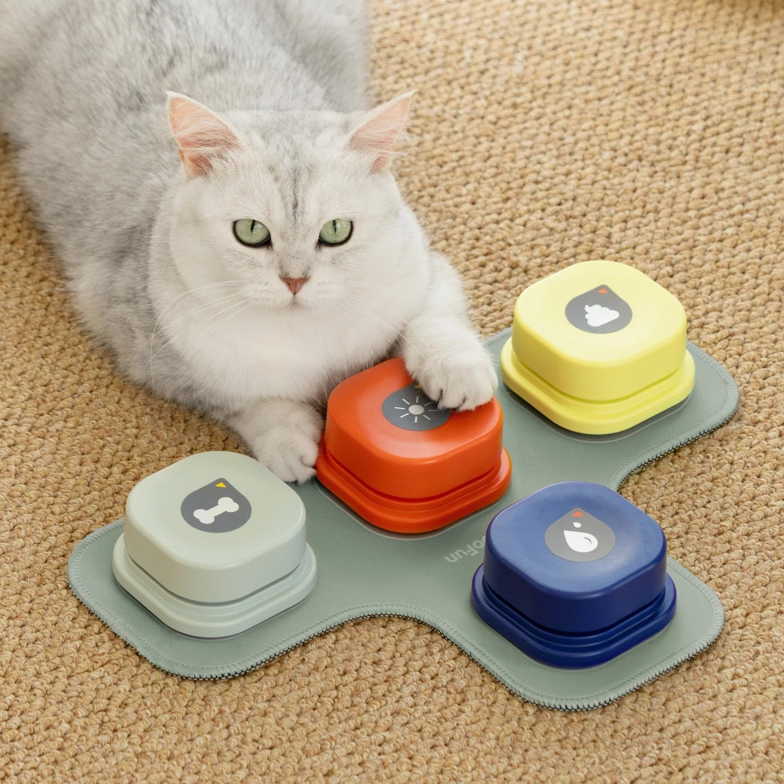 Pet Communication Toy Vocal Training Interactive Bell Ringer With Pad and Sticker 4 Colors