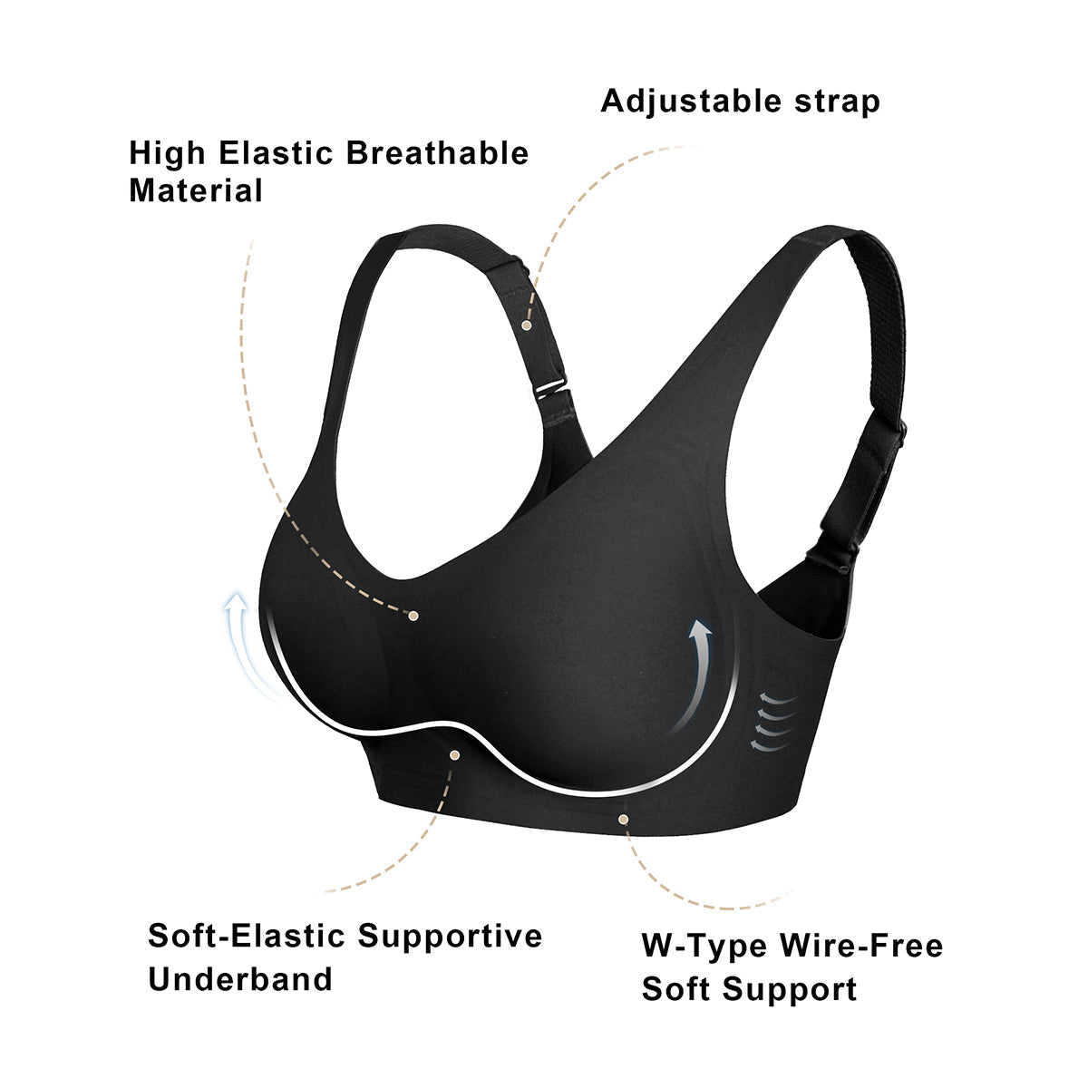 Seamless Oversized Bras Wireless V Neck Everyday Bra Comfortable Cloud Feel Soft Padded Bras