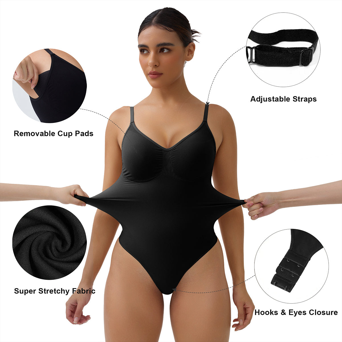 Bodysuit Tummy Control Removable Pads Shapewear Seamless Sculpt Body Shaper For Women