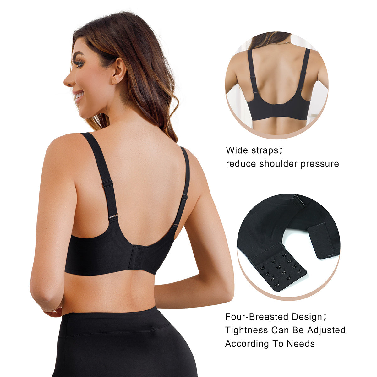 Seamless Oversized Bras Wireless V Neck Everyday Bra Comfortable Cloud Feel Soft Padded Bras