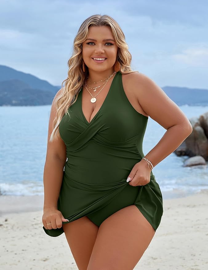 One Piece Swim Dress Swimsuit Tummy Control Bathing Suits