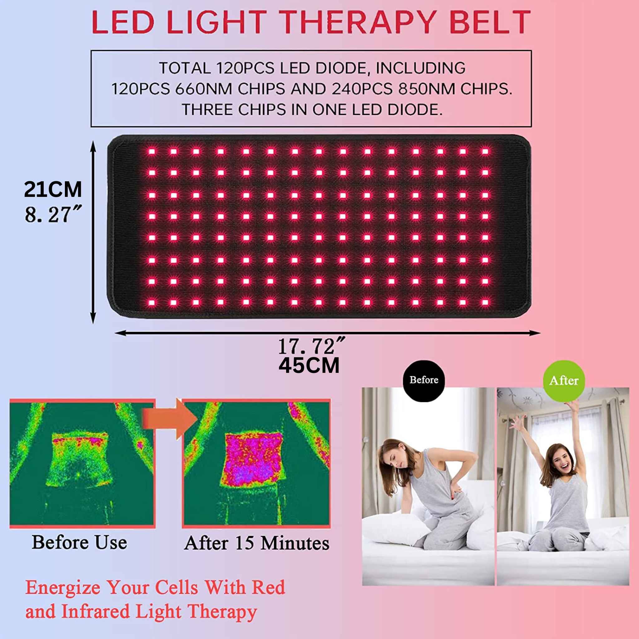 At-Home Infrared Light Therapy Pad Belt For Pain Relief