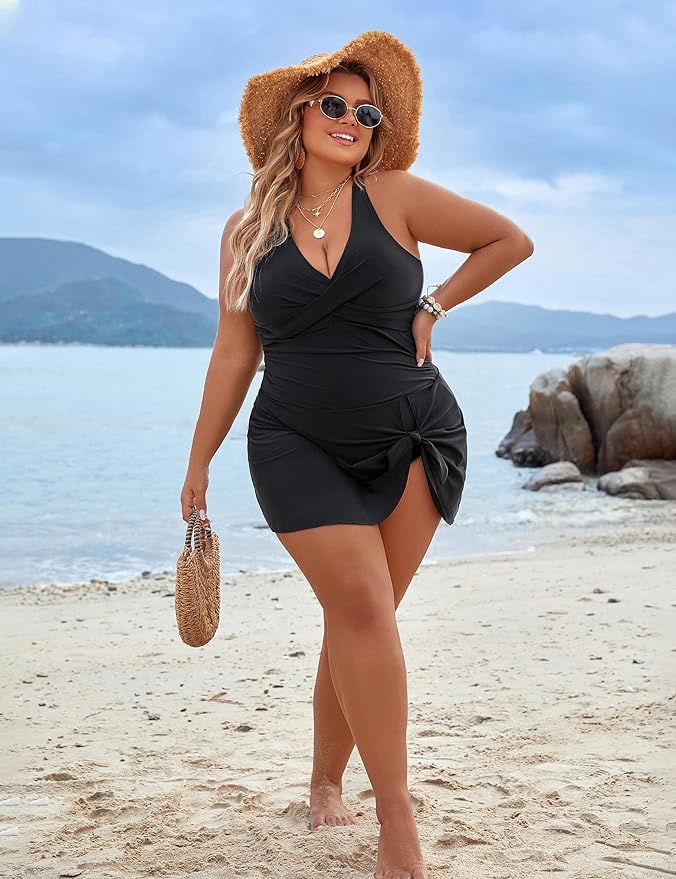 One Piece Swim Dress Swimsuit Tummy Control Bathing Suits