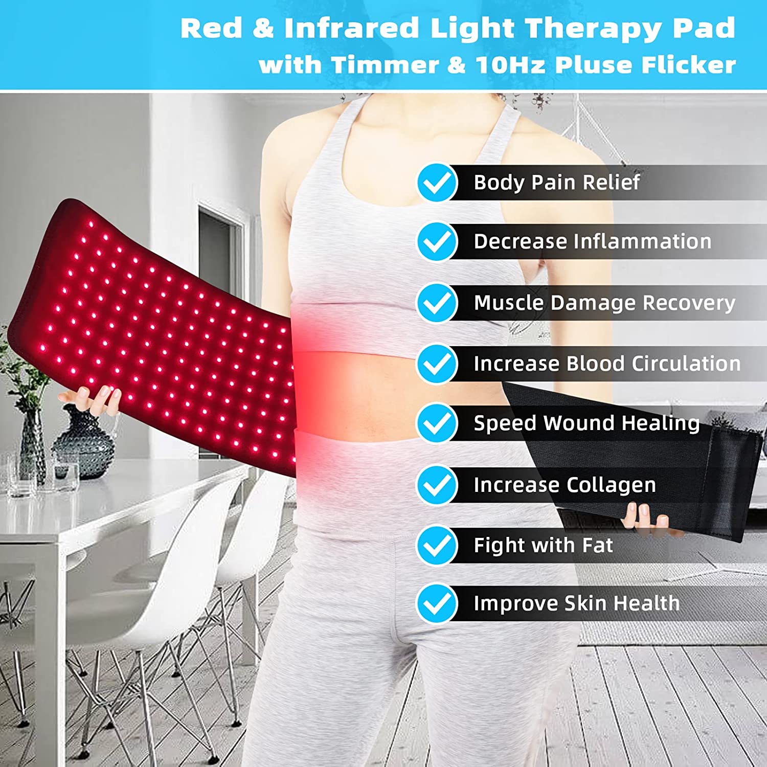 At-Home Infrared Light Therapy Pad Belt For Pain Relief