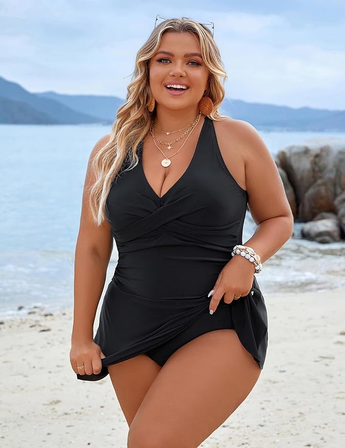 One Piece Swim Dress Swimsuit Tummy Control Bathing Suits