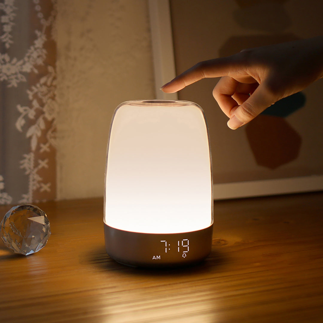 wake up light, sleep aid alarm clock, gradual wake up clock, sleep timer alarm clock, usb powered alarm clock, touch control alarm clock, dimmable led night light, sunrise lamp, dawn simulator, sun alarm clock, sunrise light, wake up lamp, sunset alarm clock, gentle wake alarm clock, sunrise simulation alarm clock, gradual light alarm clock, light therapy alarm clock, smart wake up light