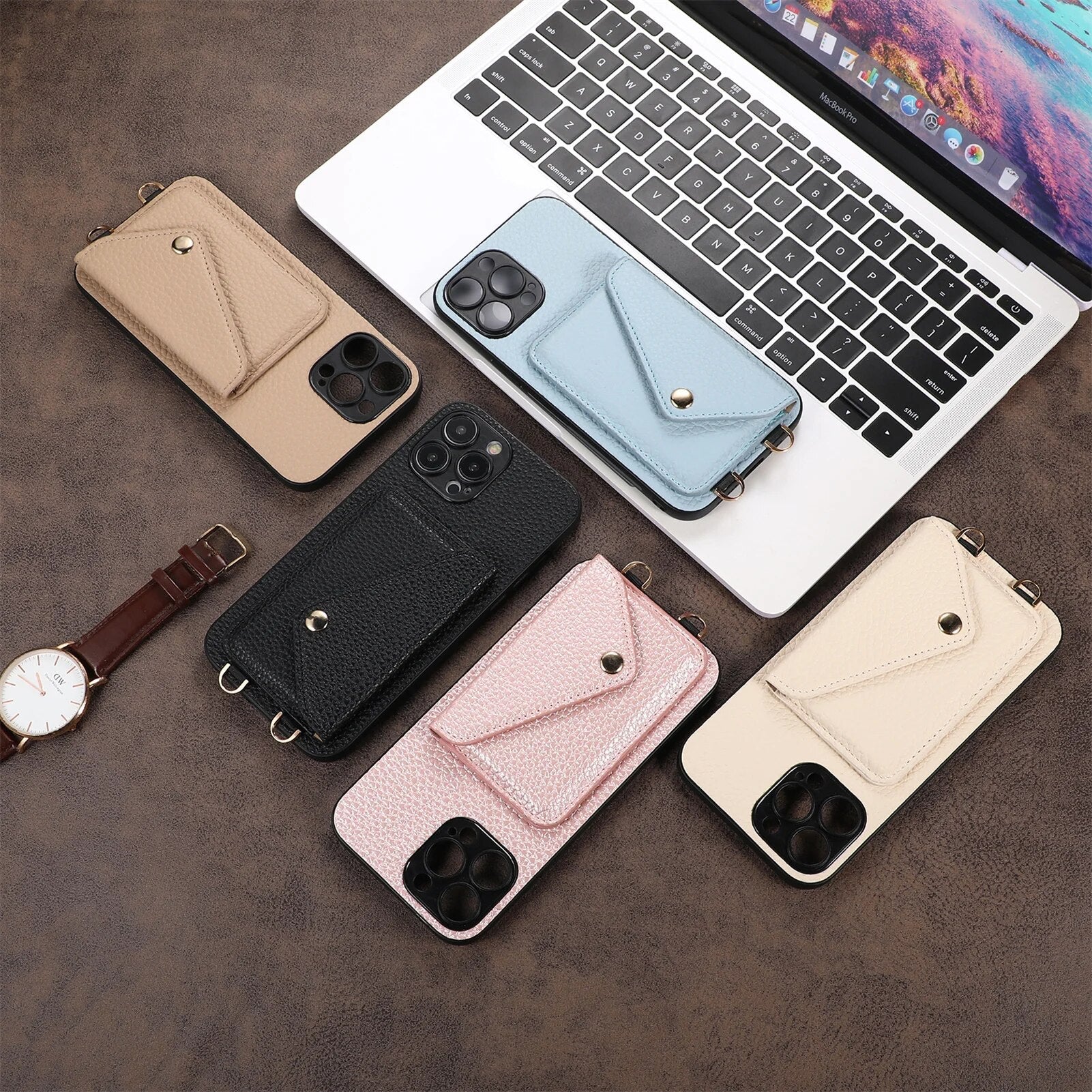 High-Quality Crossbody Wallet Leather iPhone Case with Card Holder and Wallet Function