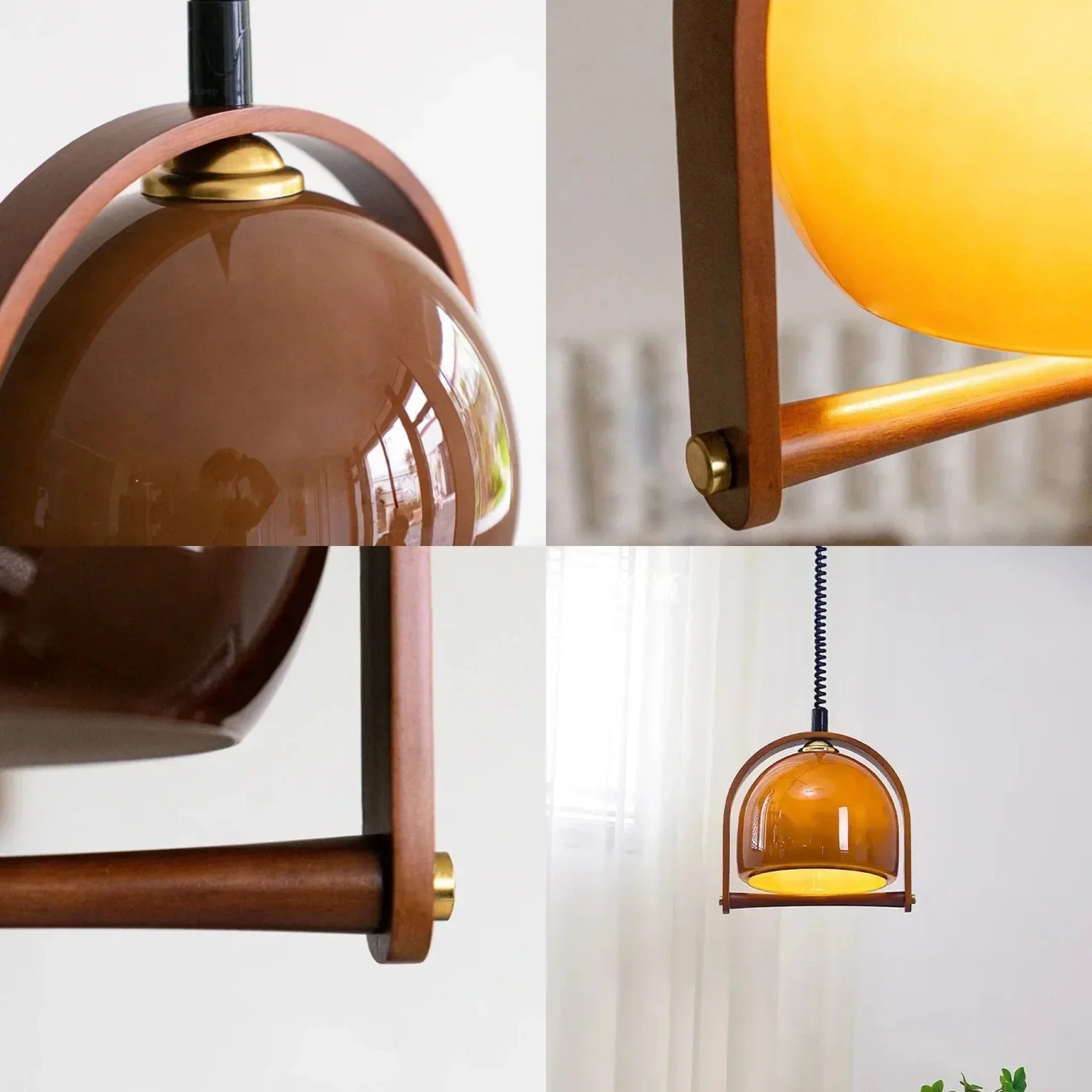 Vintage Bauhaus Wooden Pendant Lamps