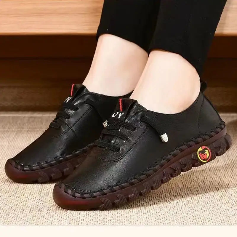 Women's Flat Leather Lace-Up Loafers