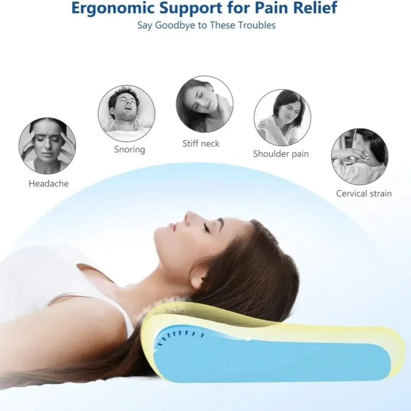 Cervical Memory Foam Neck Pillow for Neck Pain Relief – Orthopedic Support with Cooling Design and Slow Rebound Comfort