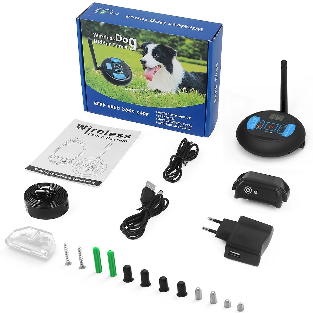Rechargeable Wireless Electric Dog Fence with 200m Range, Waterproof Beep and Shock Training Modes, Transmitter and Collar Combo