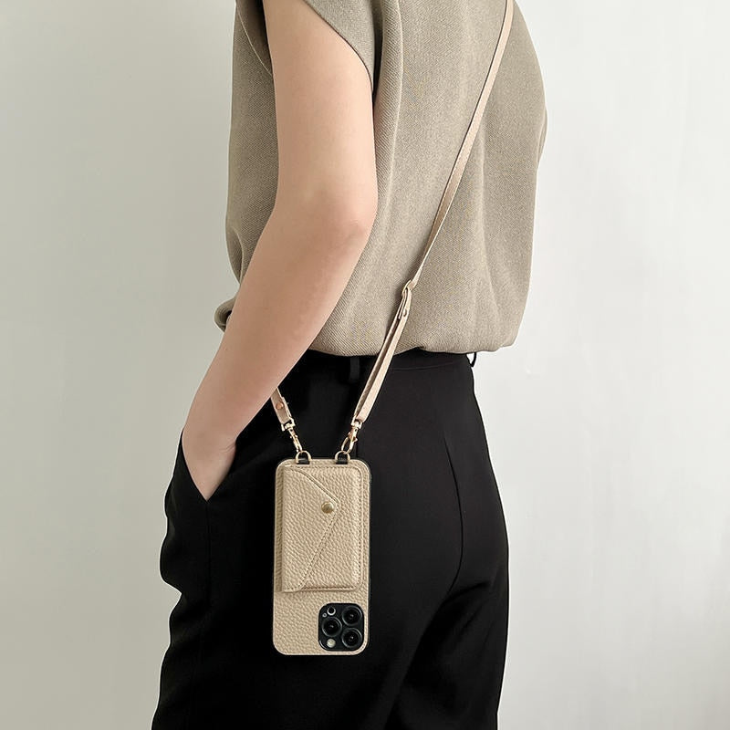 High-Quality Crossbody Wallet Leather iPhone Case with Card Holder and Wallet Function