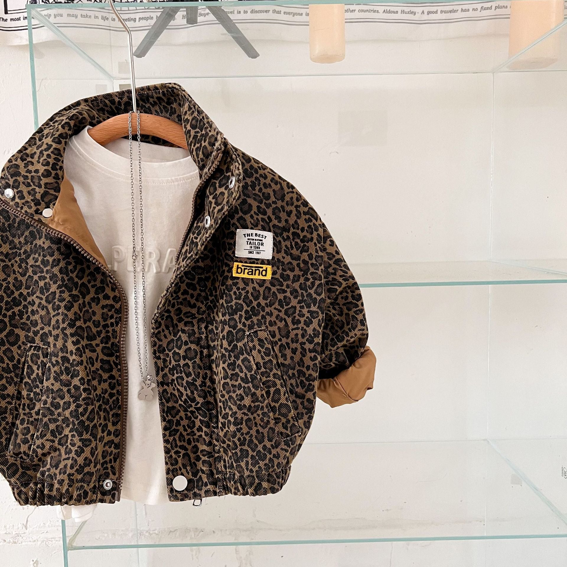 Leopard Print Coat - Girls, Brown, Cotton, Size 1-8 Years