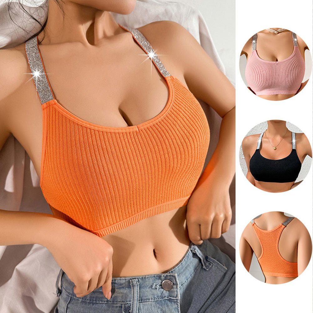 sexy black crop top, silver strap crop top, push-up camisole top, elastic crop top, sleeveless crop top, black camisole for women, stylish crop top, clubwear crop top, summer crop top, trendy black top, party crop top, women's crop camisole, fitted crop top, chic black crop top, crop top for going out, fashion camisole top, body-hugging crop top, black crop top with straps, crop top for night out, sleek crop top for women, metallic strap crop top, minimalist crop top, push-up tank top, sexy casual top, crop